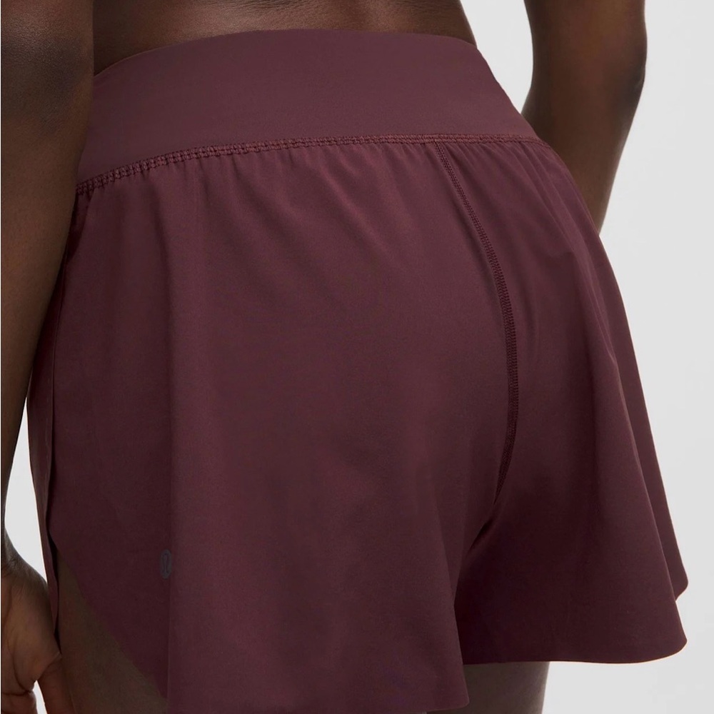 lululemon fast and free 3” shorts in goodnight plum color